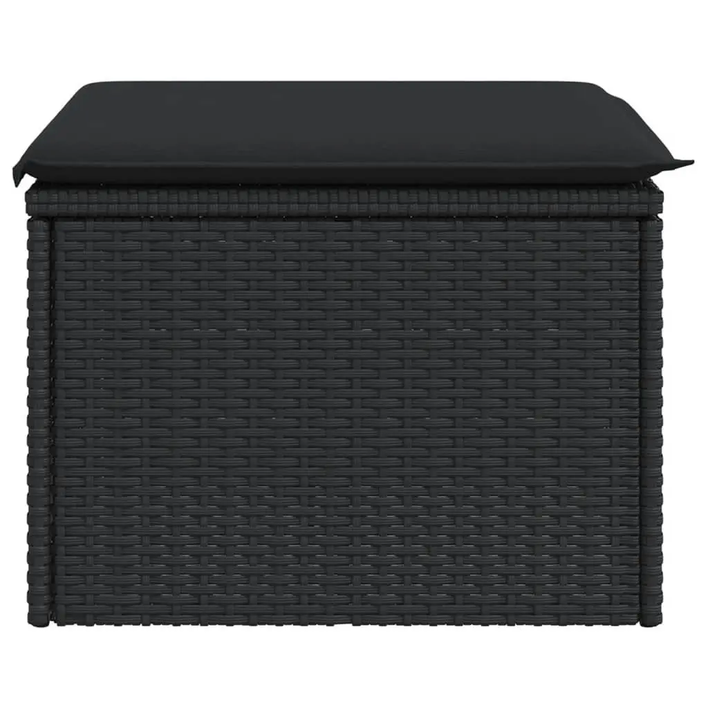 Garden Stool with Storage Cushion Outdoor Furniture Poly Rattan Black 55x55x37cm