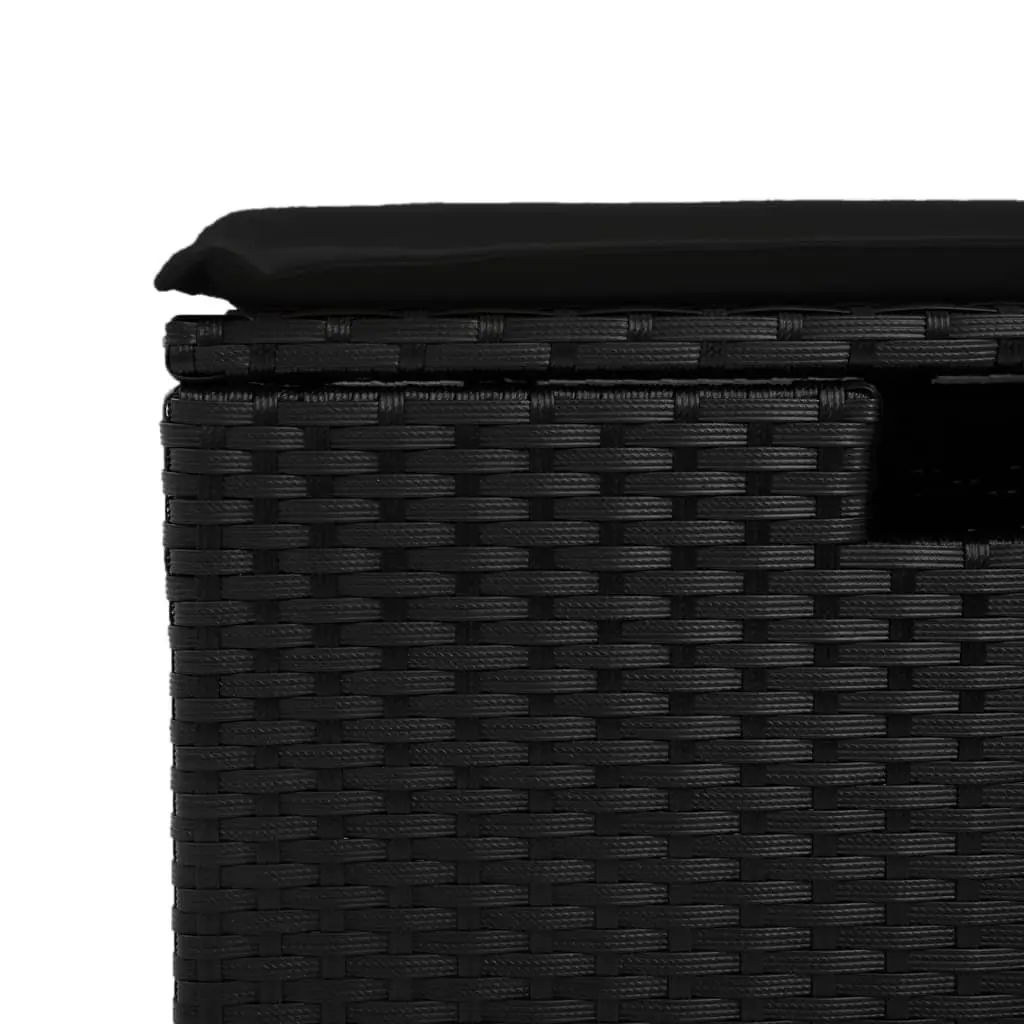 Garden Stool with Storage Cushion Outdoor Furniture Poly Rattan Black 55x55x37cm