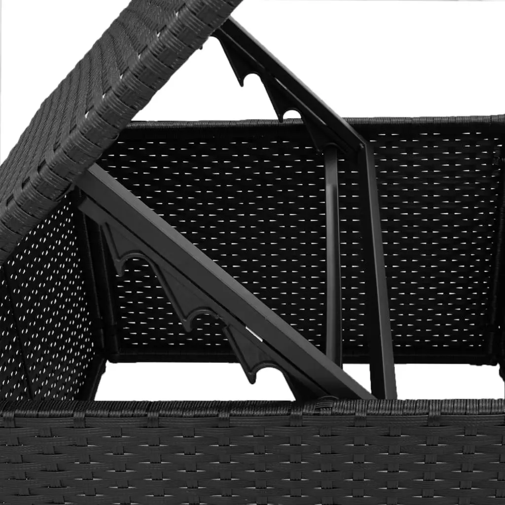 Garden Stool with Storage Cushion Outdoor Furniture Poly Rattan Black 55x55x37cm