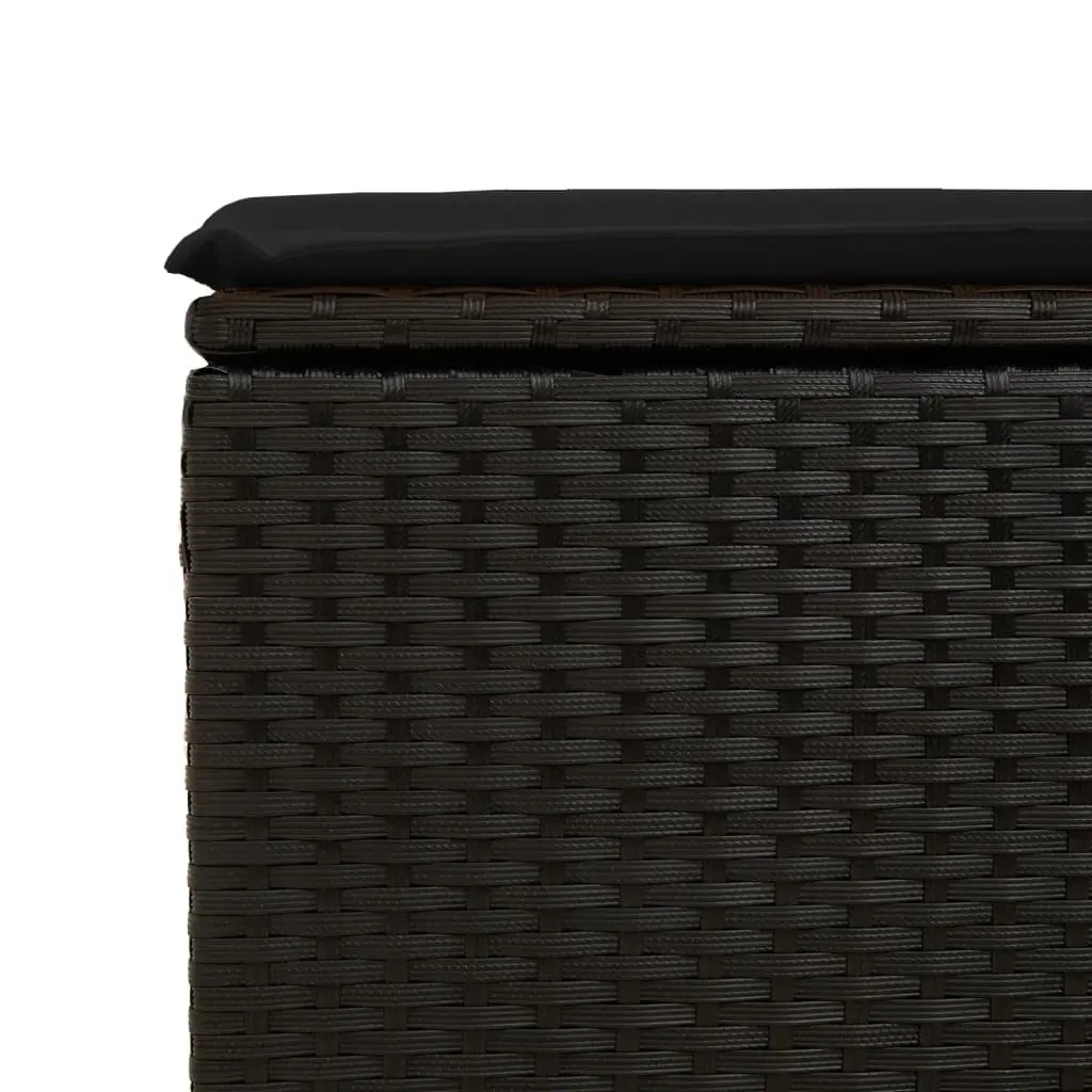 Outdoor Garden Stool Poly Rattan Black with Storage Cushion 55x55x37cm
