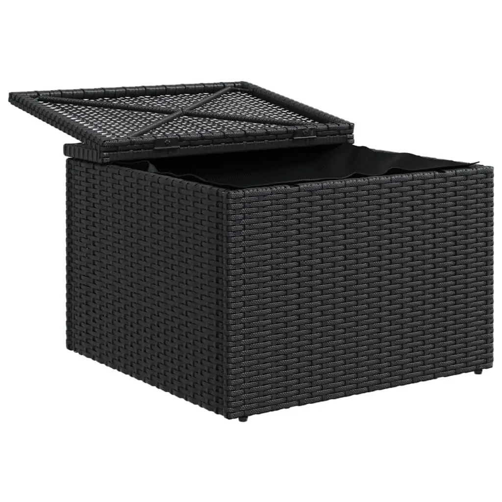 Outdoor Garden Stool Poly Rattan Black with Storage Cushion 55x55x37cm