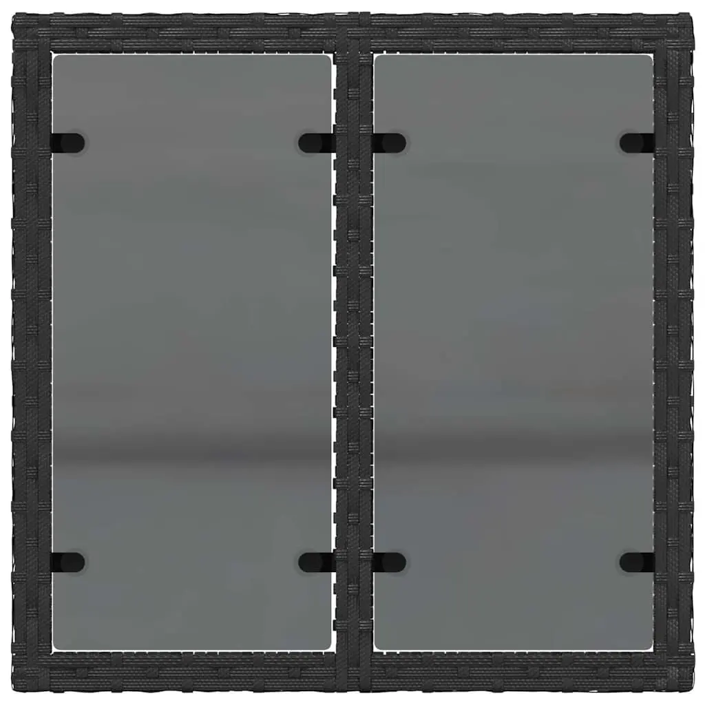 Garden Table Black Poly Rattan Tempered Glass Top 55 x 55 x 37 cm