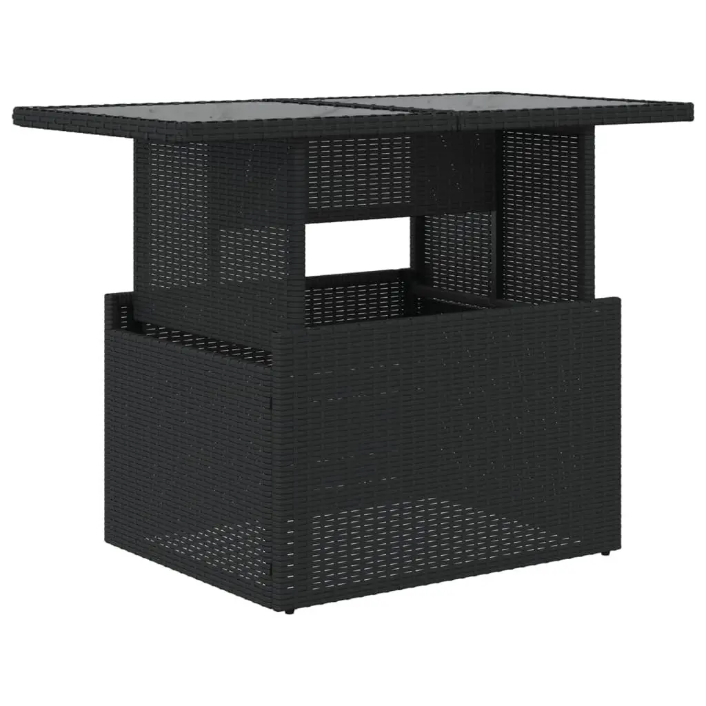 Garden Table Adjustable Glass Top Black Outdoor Furniture 100L x 55W x 73H cm