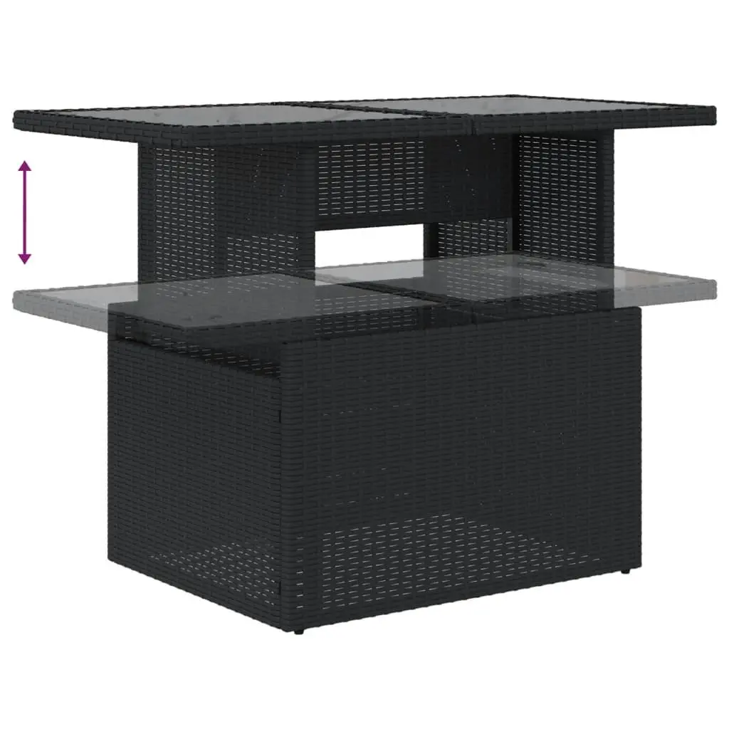 Garden Table Adjustable Glass Top Black Outdoor Furniture 100L x 55W x 73H cm