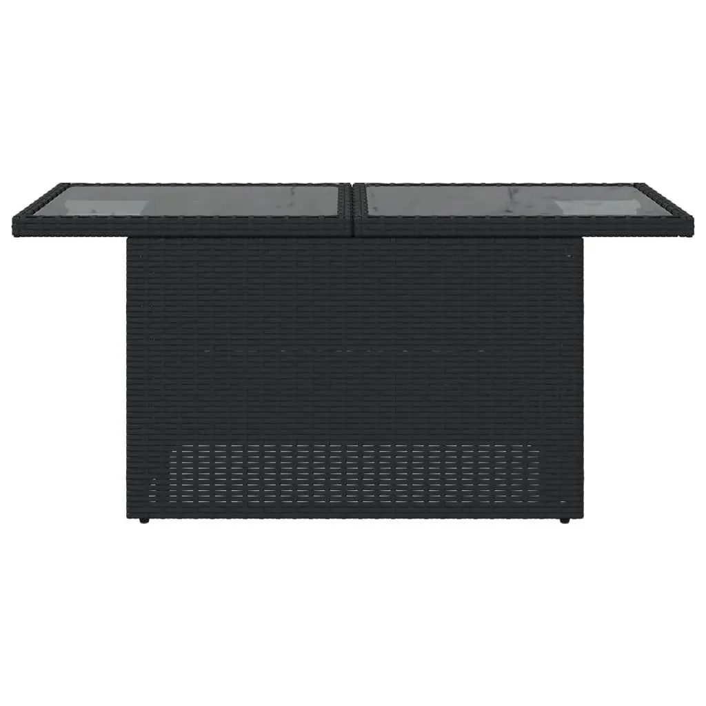 Garden Table Adjustable Glass Top Black Outdoor Furniture 100L x 55W x 73H cm