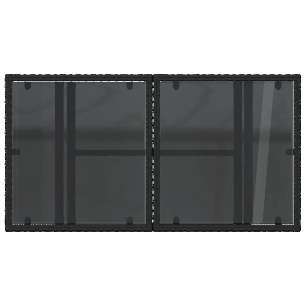 Garden Table Adjustable Glass Top Black Outdoor Furniture 100L x 55W x 73H cm