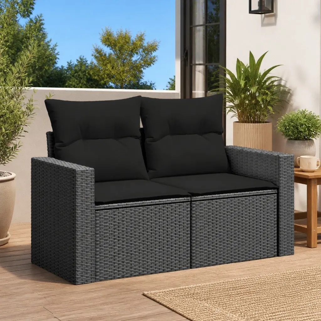Black Outdoor Sofa for Two Persons