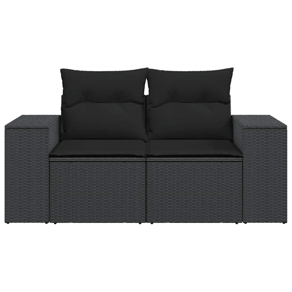 Outdoor Garden Sofa 2-Seater Patio Lounge Seat with Cushions Black