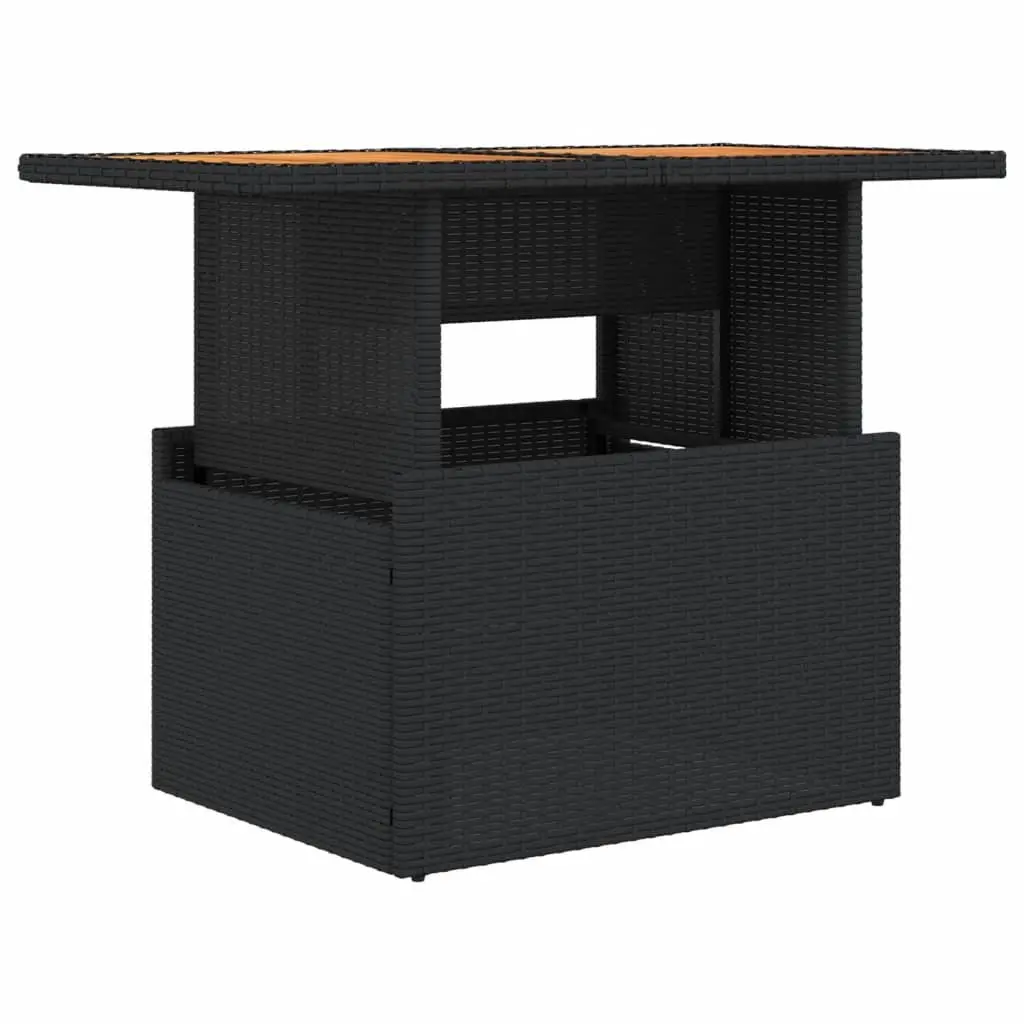 Garden Table Adjustable Top Black Poly Rattan Acacia Wood 100 x 55 x 73 cm
