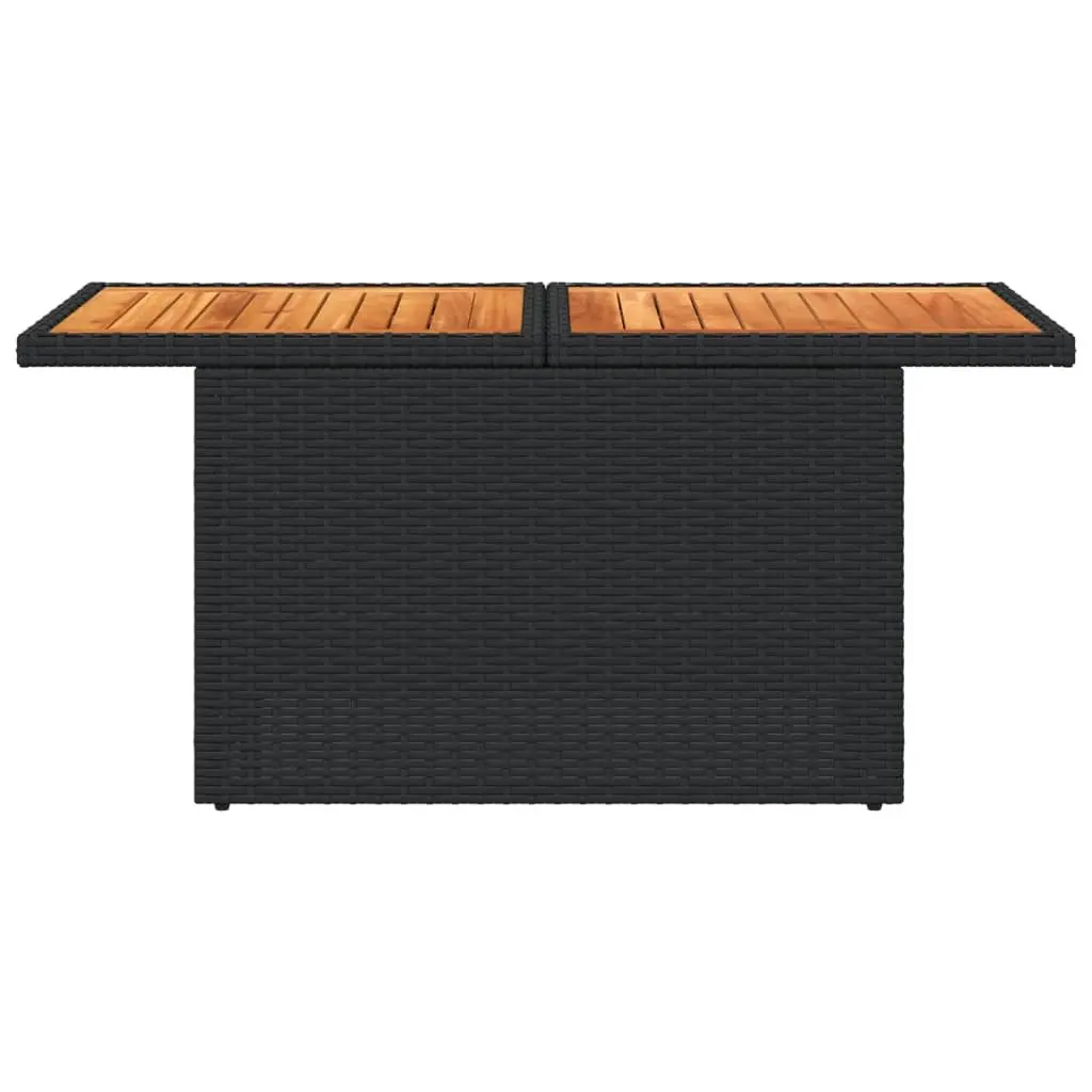 Garden Table Adjustable Top Black Poly Rattan Acacia Wood 100 x 55 x 73 cm