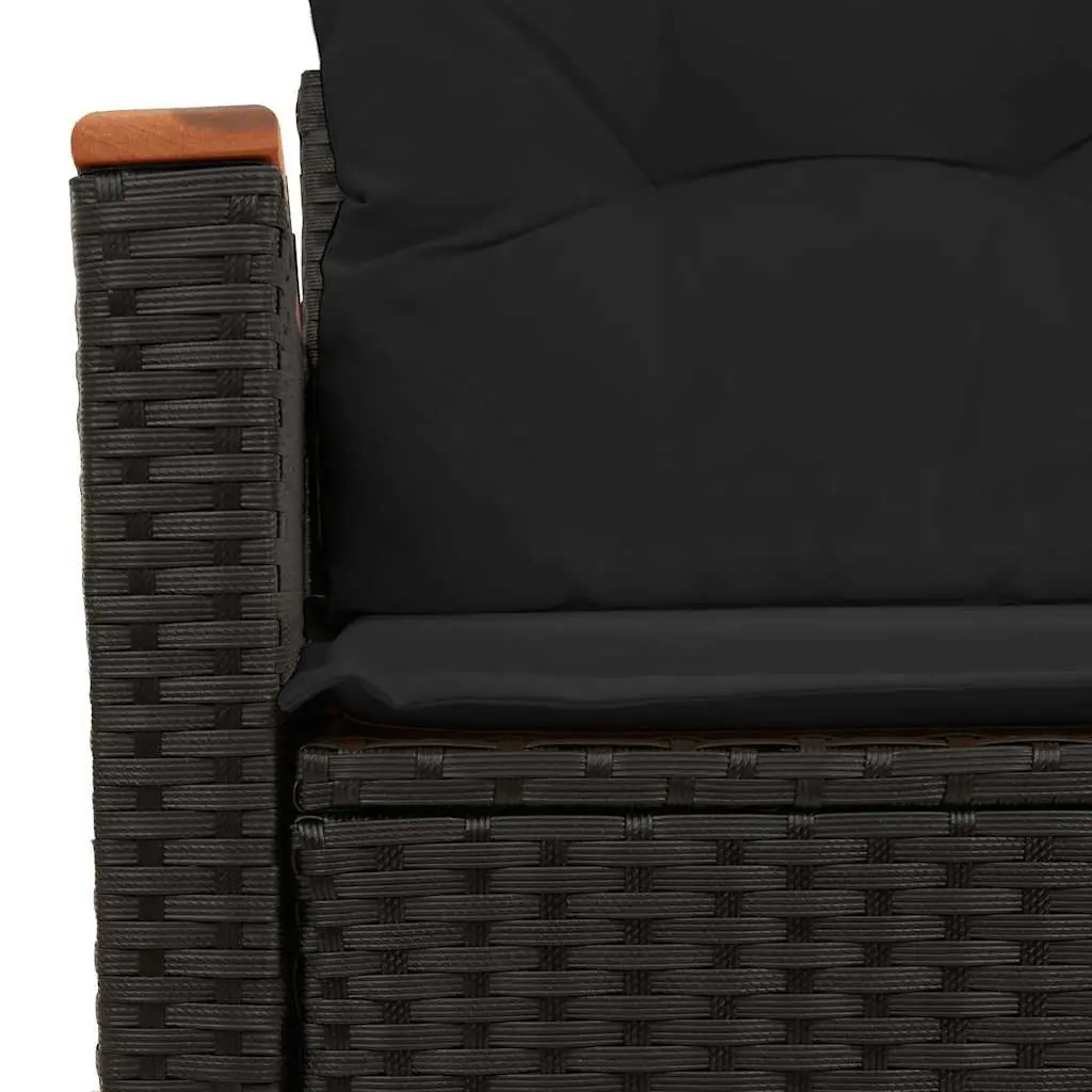 Garden Sofa Outdoor Seating Black PE Rattan with Thick Cushions 2-Seater