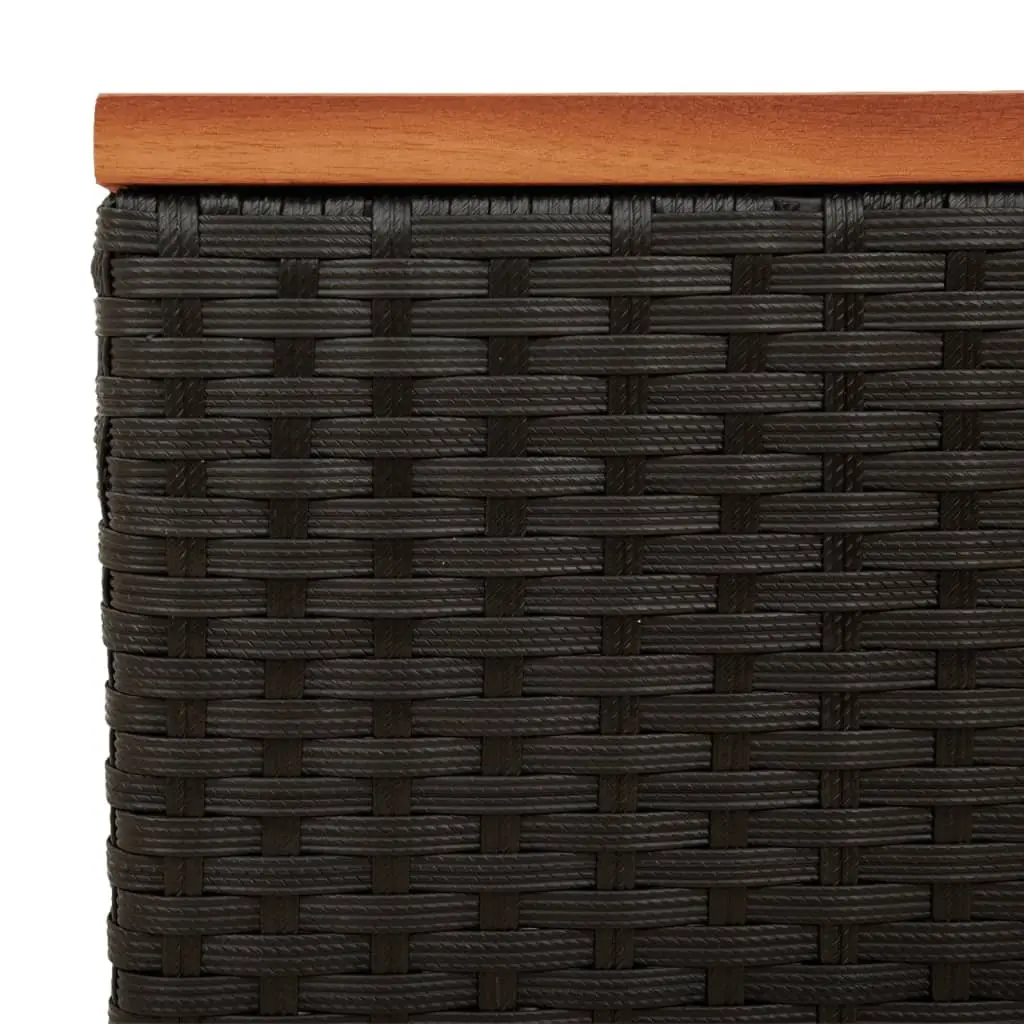 Garden Side Tables Set of 2 Black Outdoor Patio Furniture Rattan Tabletop