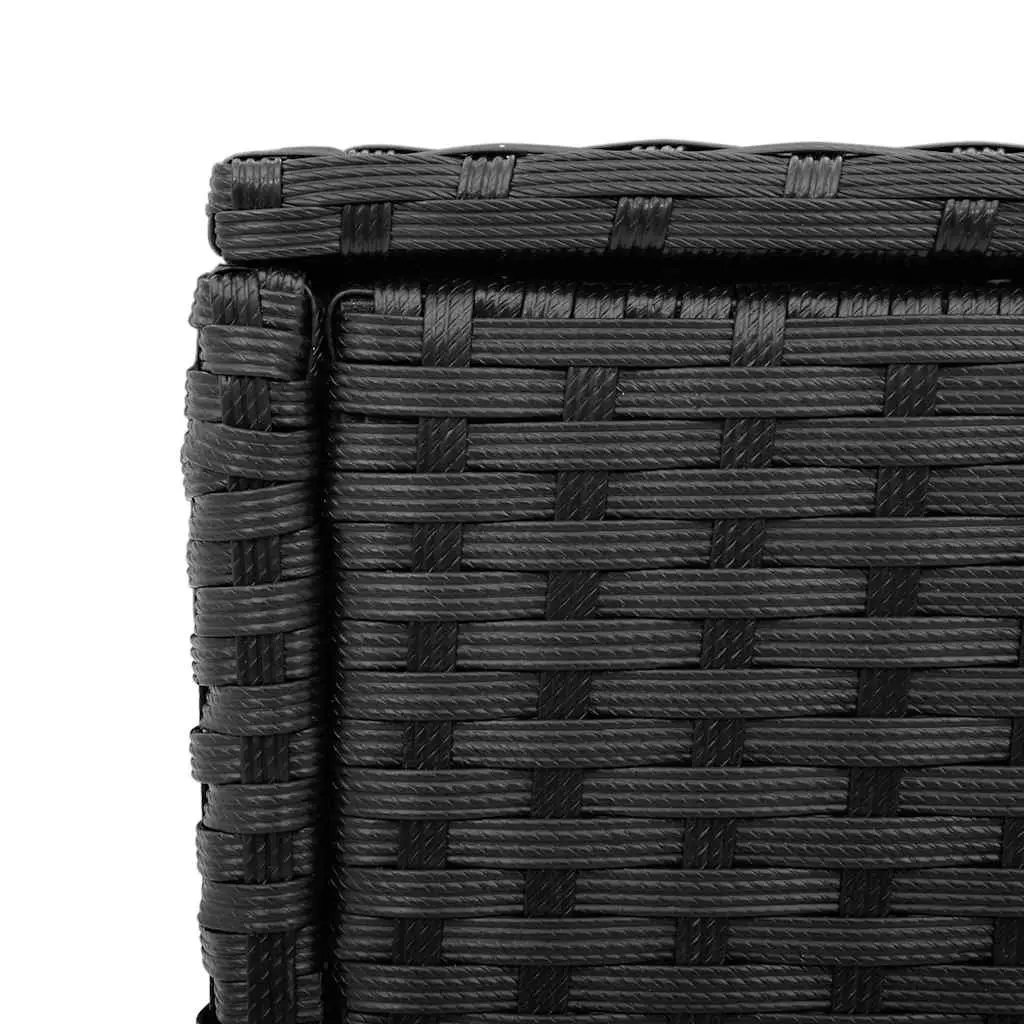 Garden Side Table Black Glass Top Poly Rattan Frame 58 x 27.5 x 55 cm