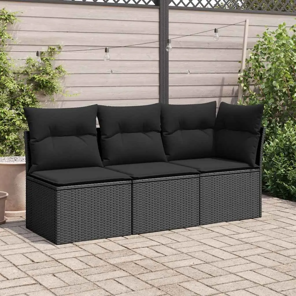Garden Corner Sofa with Cushions Black Poly Rattan Modular Outdoor Seating