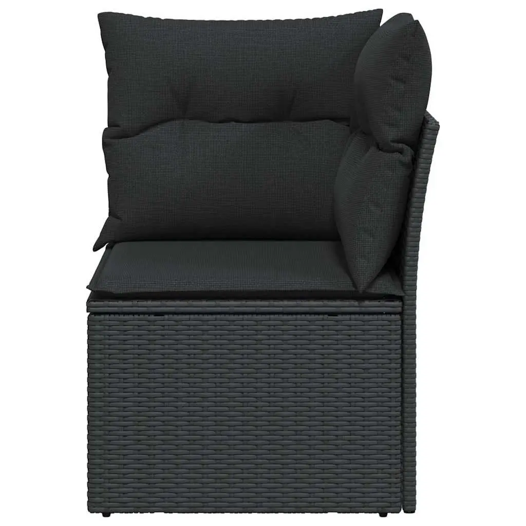 Garden Corner Sofa with Cushions Black Poly Rattan Modular Outdoor Seating