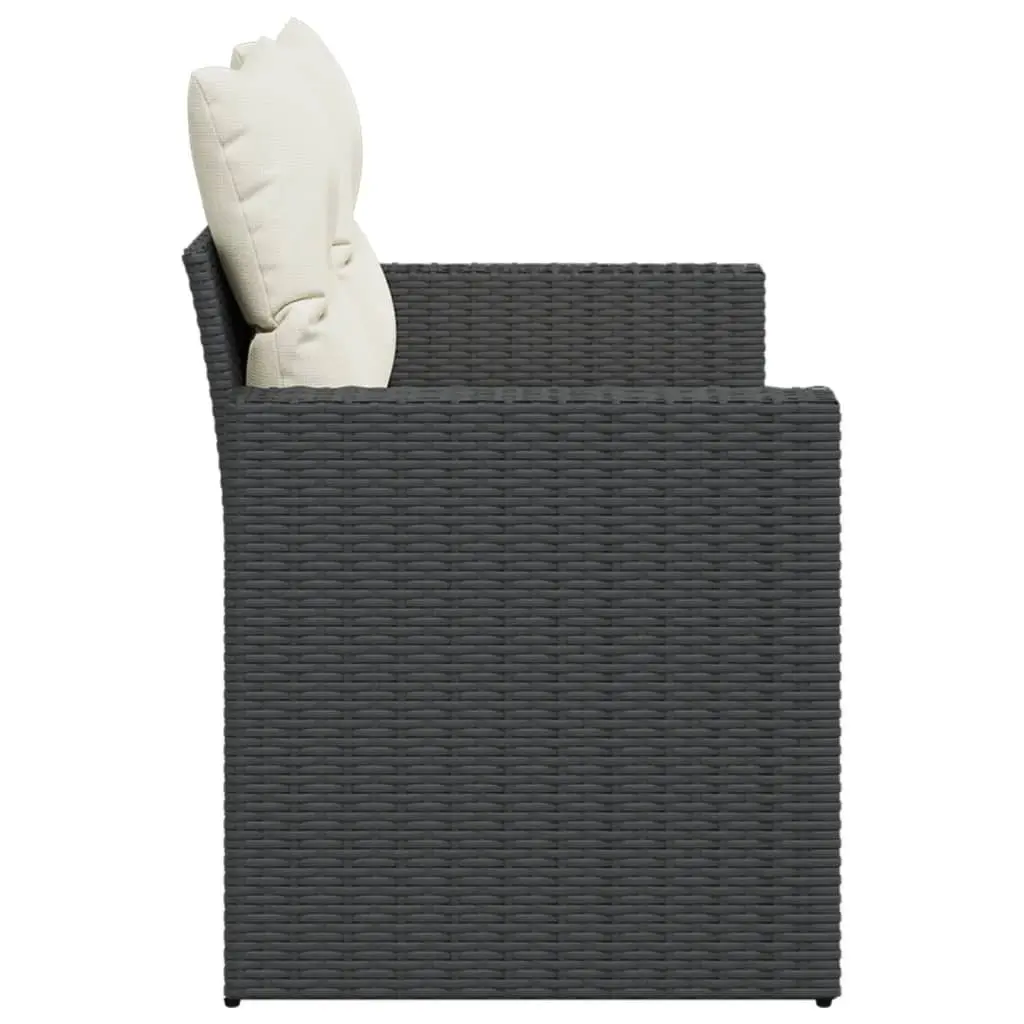 2-Seater Outdoor Garden Sofa Black PE Rattan with Cushions