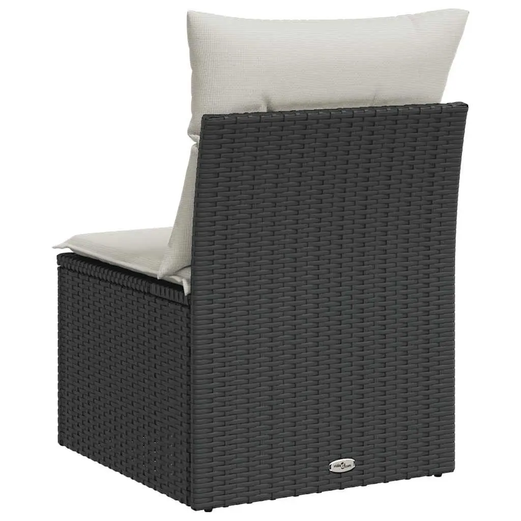 Garden Chair Armless Outdoor Seating with Cushions Black Poly Rattan Storage