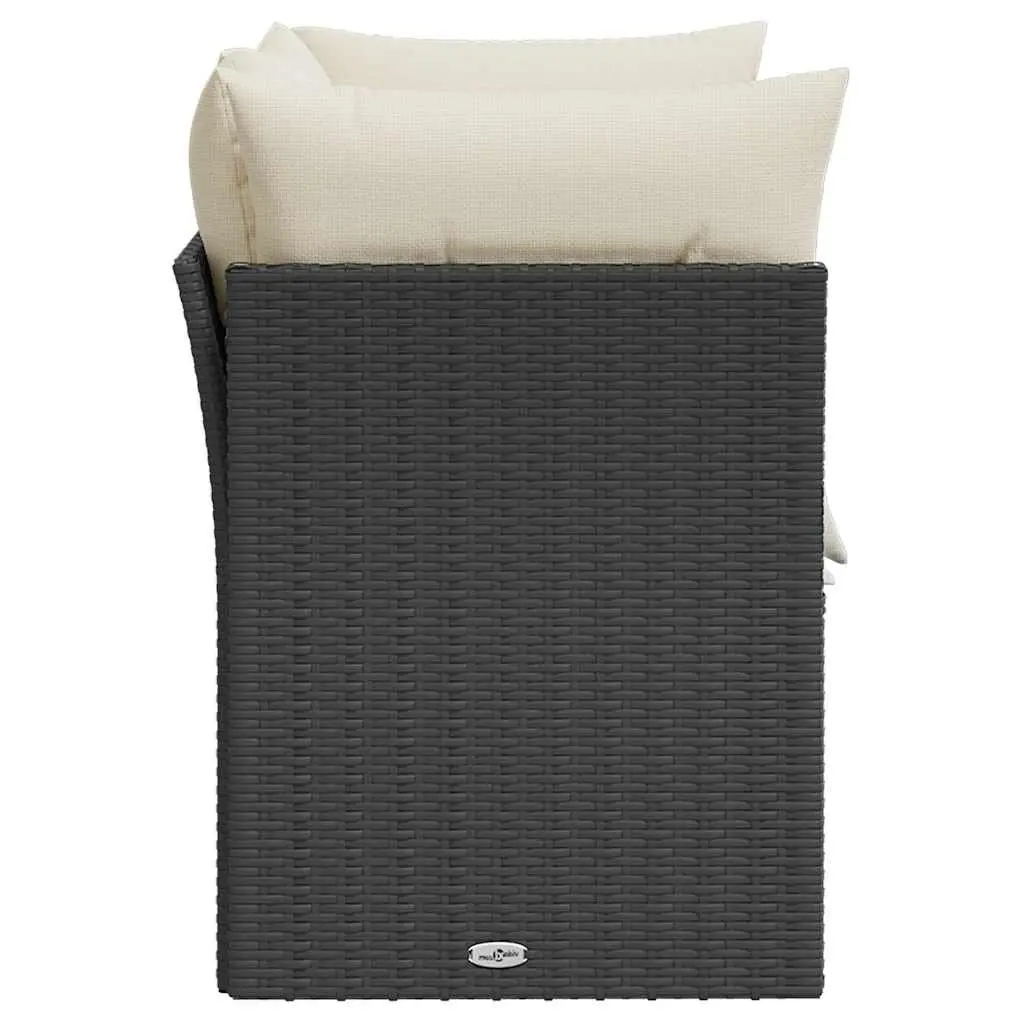 Outdoor Lounge Seat Black Rattan 2 Seater Sofa with Cushions and Storage