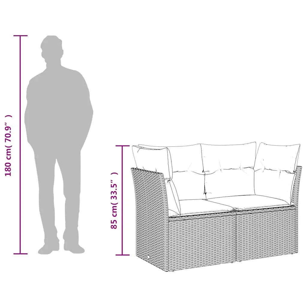Outdoor Lounge Seat Black Rattan 2 Seater Sofa with Cushions and Storage