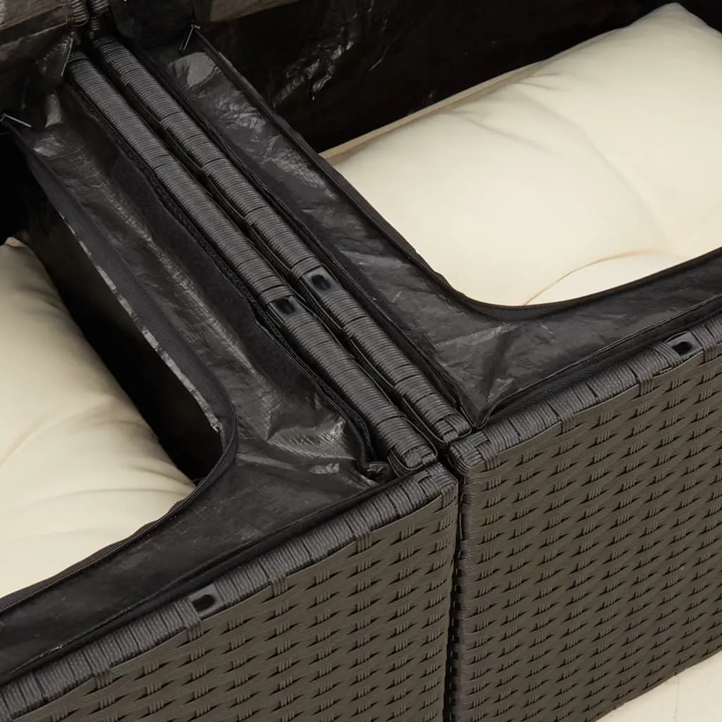 2-Seater Garden Sofa Outdoor Furniture with Cushions Rattan Design Black