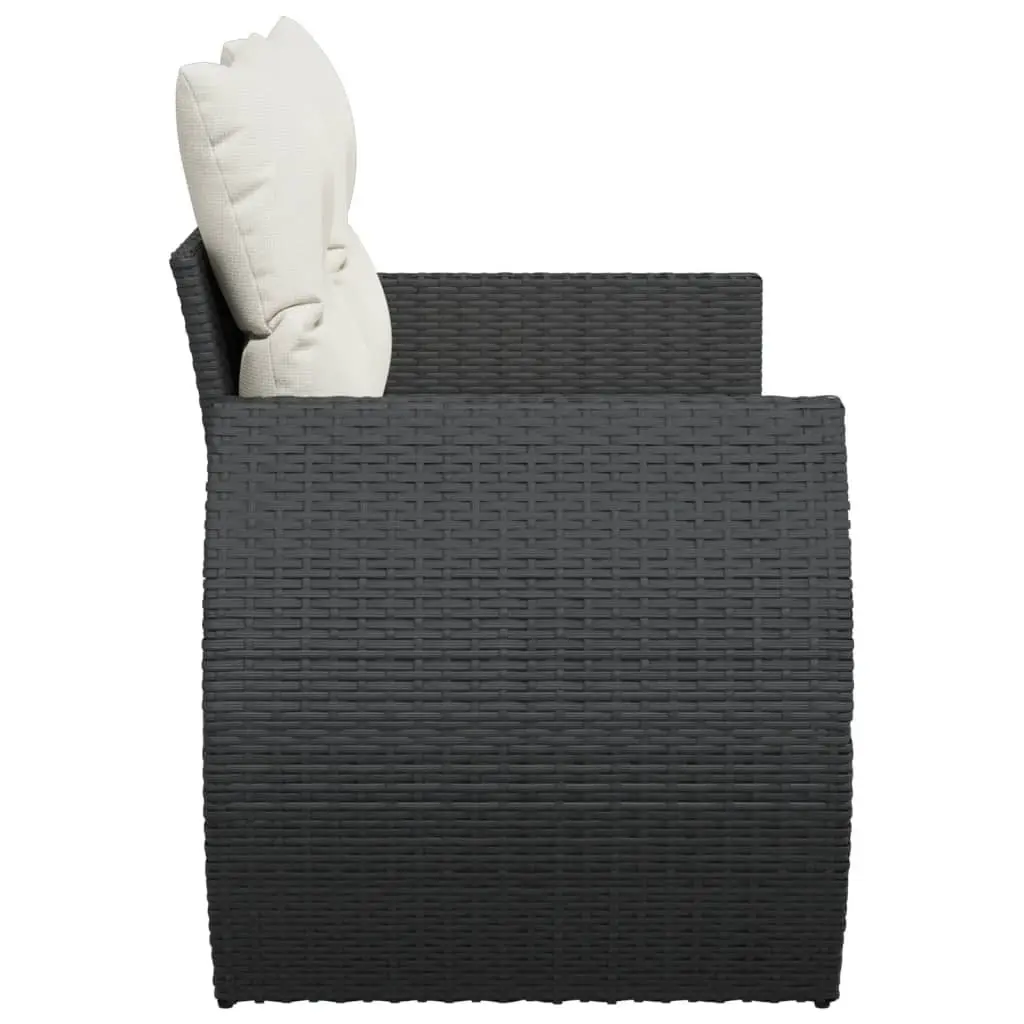2-Seater Outdoor Sofa Black PE Rattan with Storage Cushions