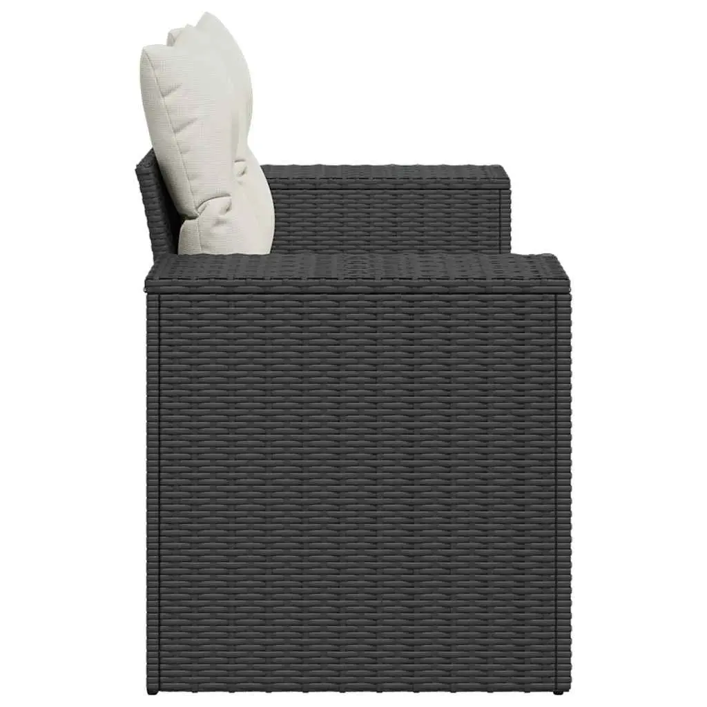 2-Seater Garden Sofa with Cushions Storage Black Poly Rattan