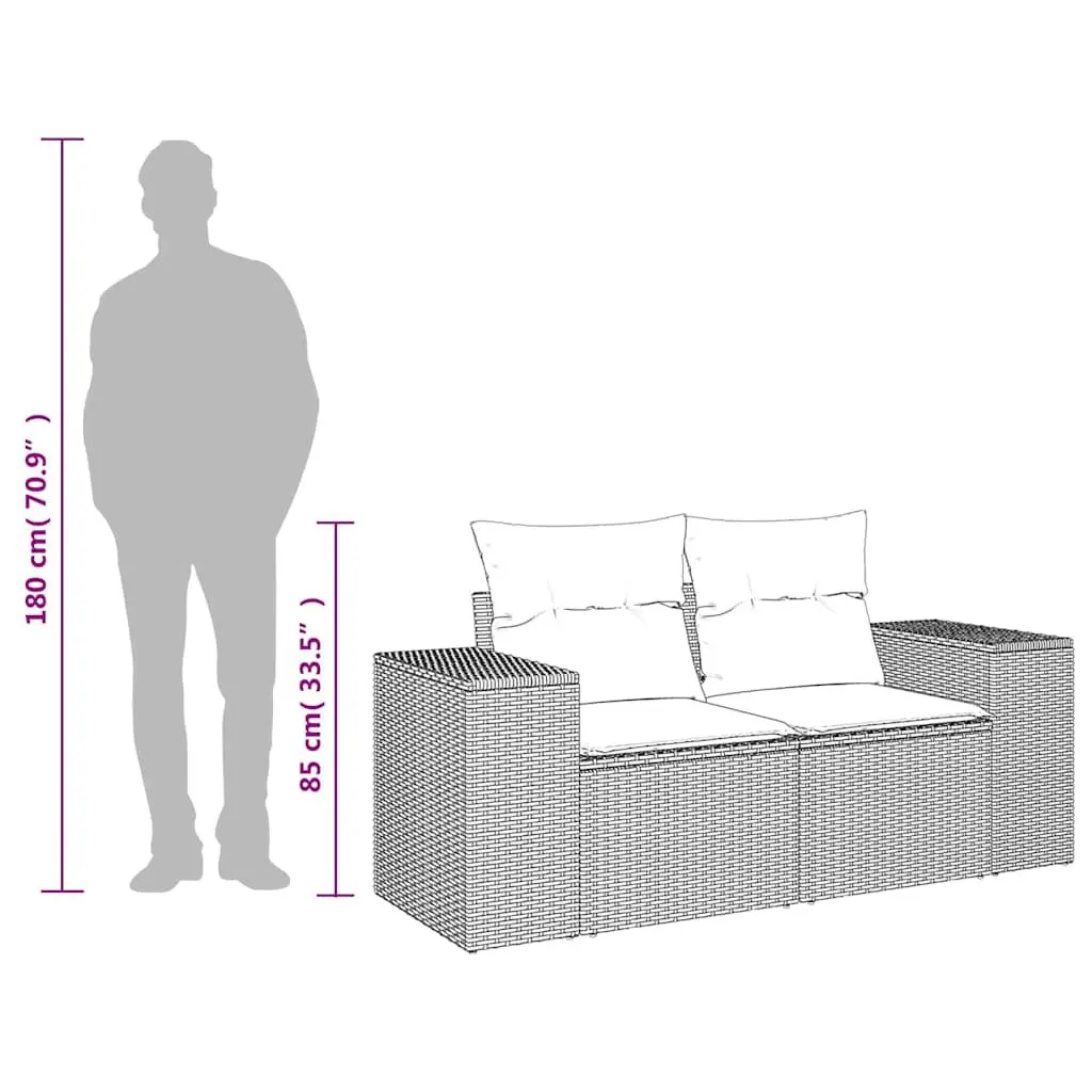 2-Seater Garden Sofa with Cushions Storage Black Poly Rattan