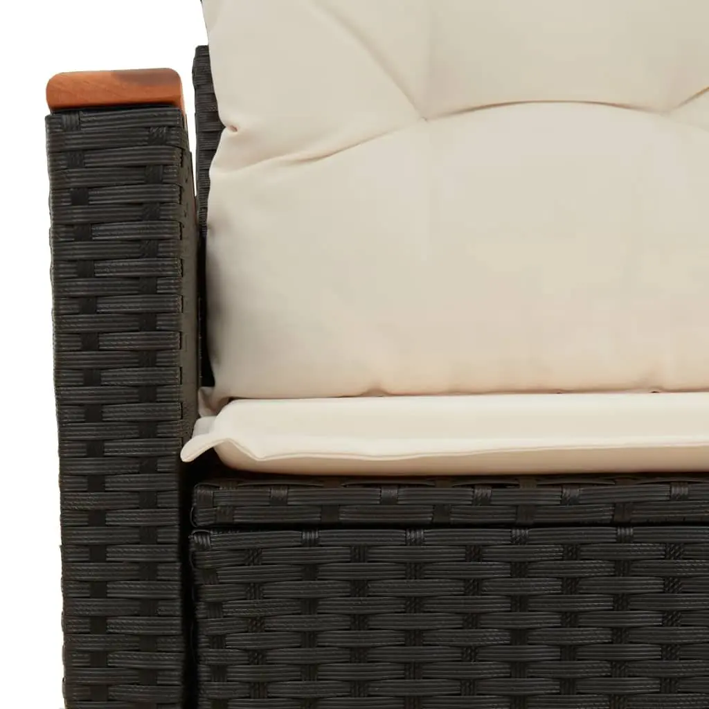 Outdoor Sofa 2-Seater Garden Furniture with Cushions and Storage Black Poly Rattan