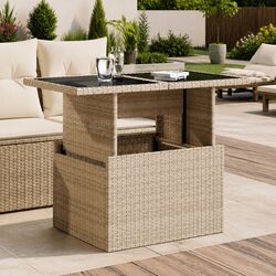 Your New Outdoor Favorite: Adjustable Garden Table in Beige Rattan