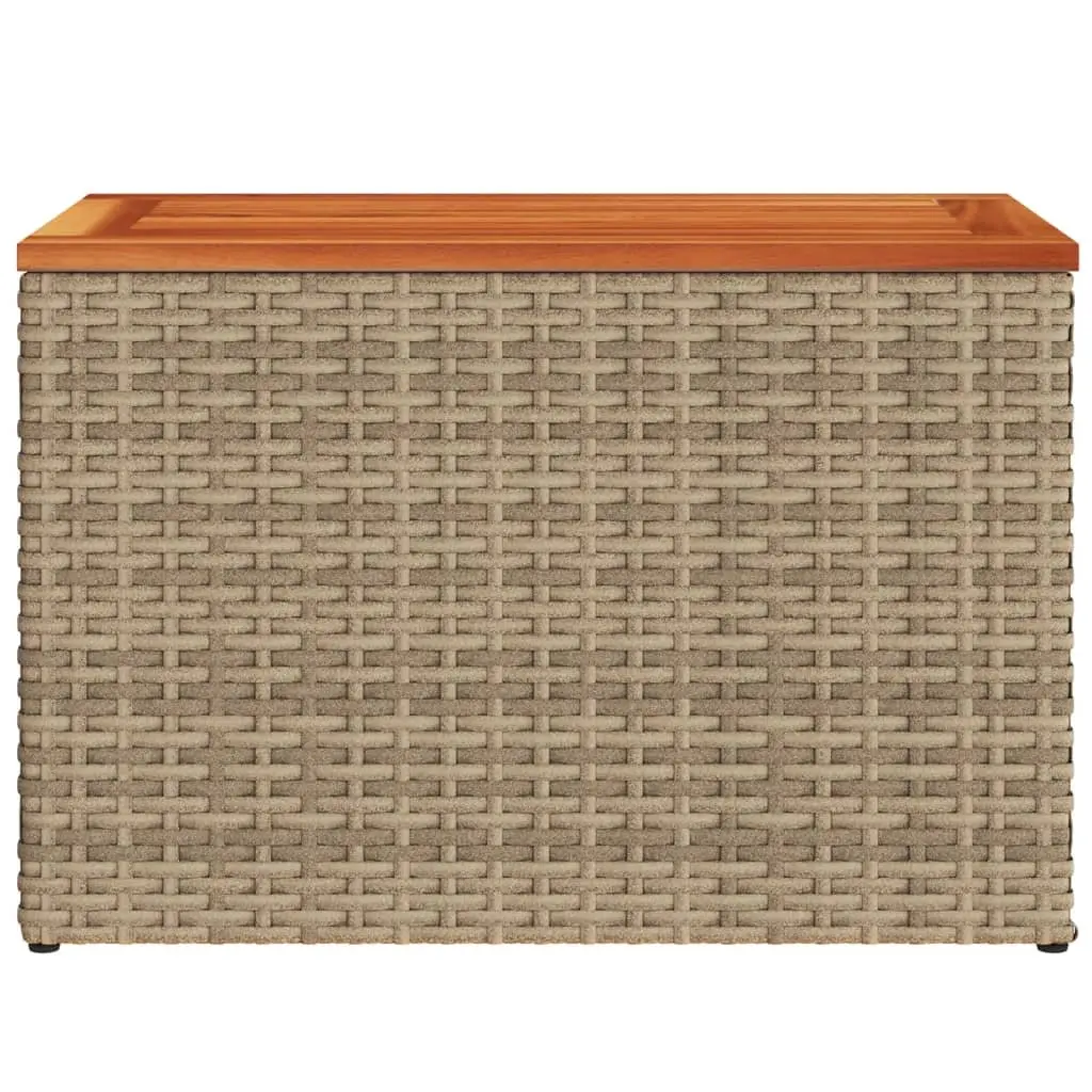 Garden Side Tables PE Rattan Frame Solid Wood Top Beige 2 Piece Set