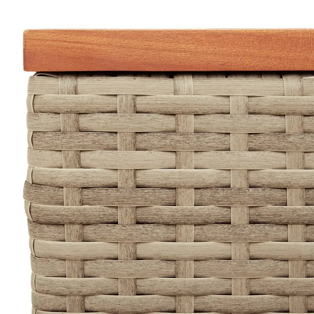 Garden Side Tables PE Rattan Frame Solid Wood Top Beige 2 Piece Set