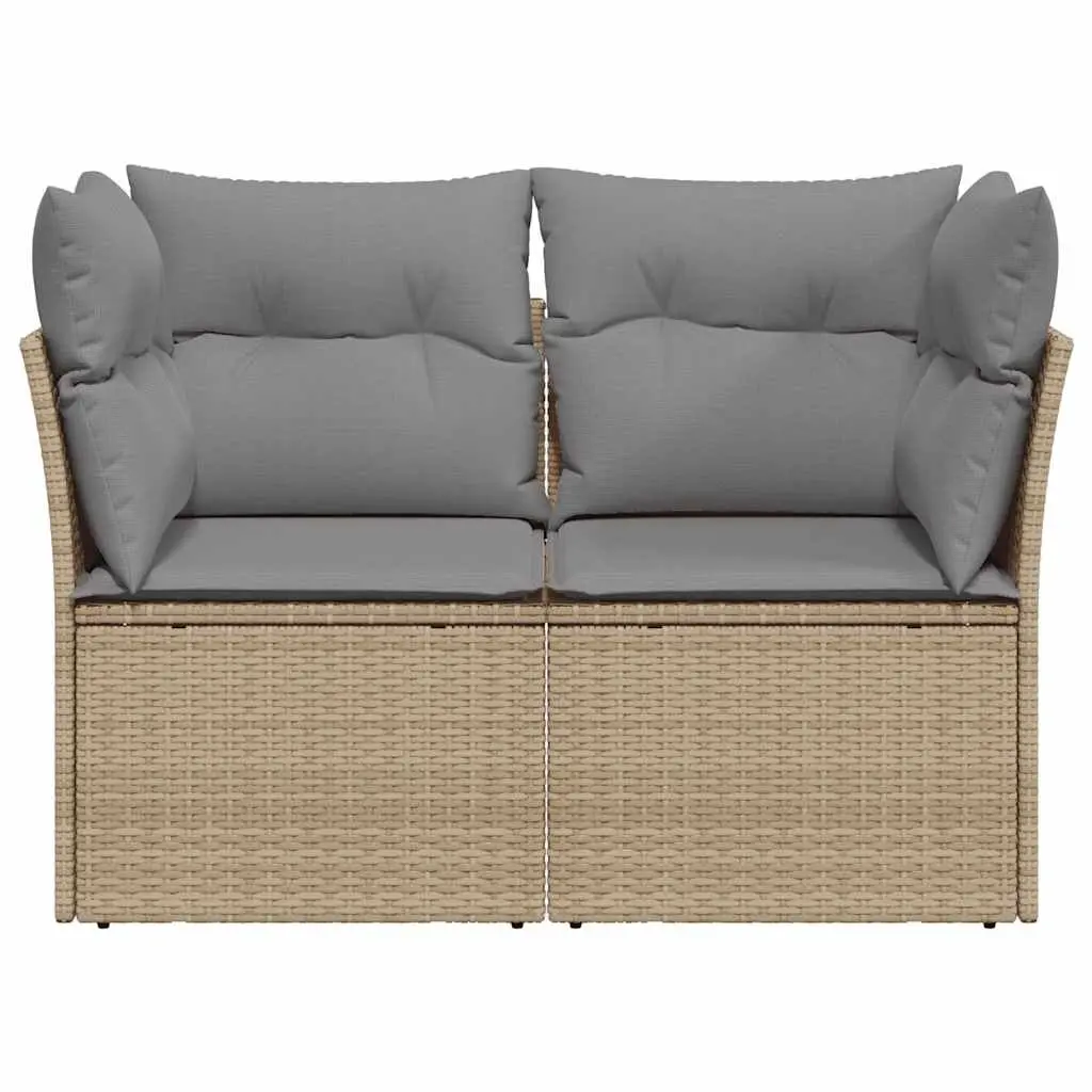 2-Seater Outdoor Garden Sofa with Cushions Patio Furniture Beige