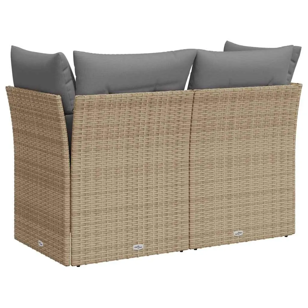 2-Seater Outdoor Garden Sofa with Cushions Patio Furniture Beige