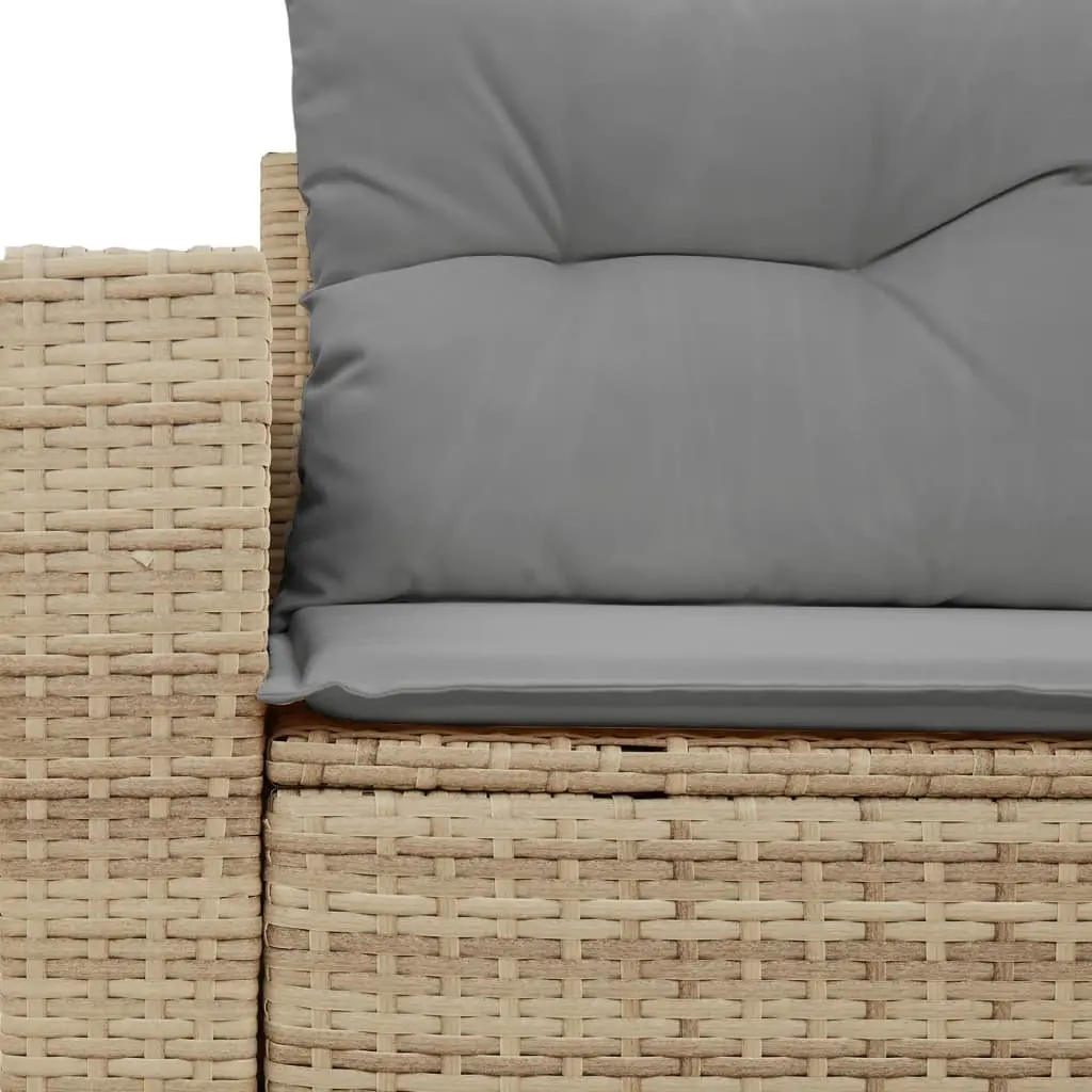 2-Seater Garden Sofa with Cushions Beige PE Rattan Outdoor Patio Furniture