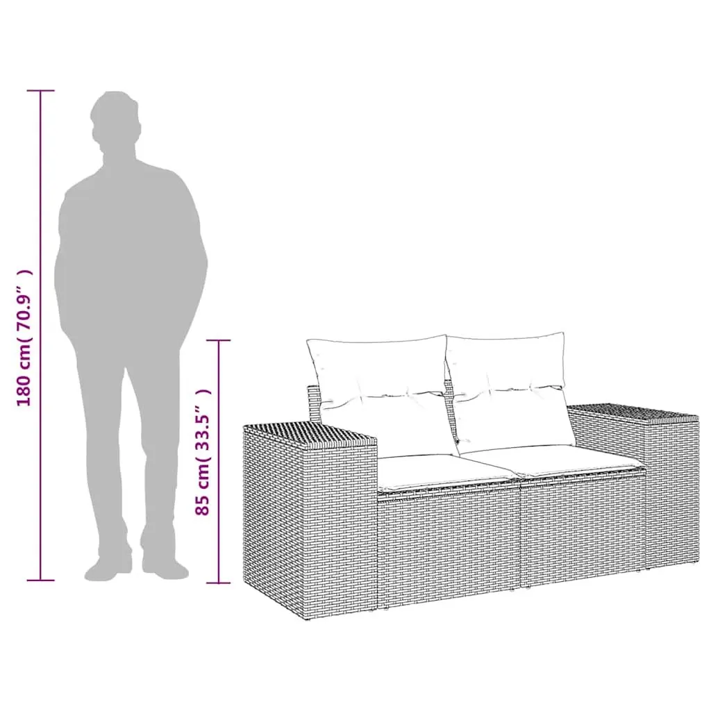 2-Seater Garden Sofa Outdoor Patio Furniture with Cushions Beige Poly Rattan