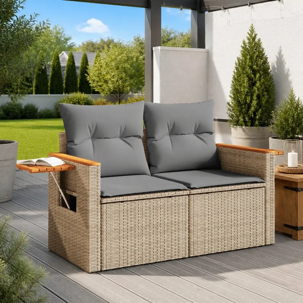 2-Seater Garden Sofa with Cushions