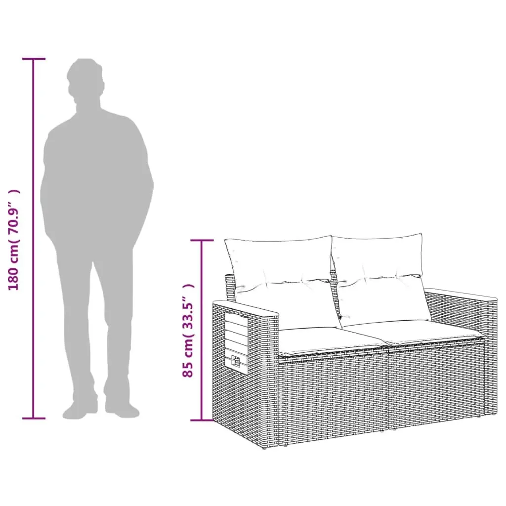 2-Seater Garden Sofa with Cushions
