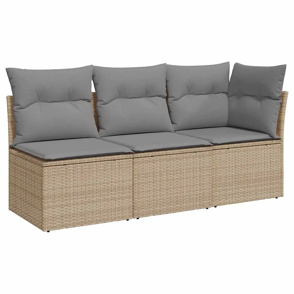 3-Seater Garden Sofa with Storage Cushions Outdoor Patio Furniture Beige