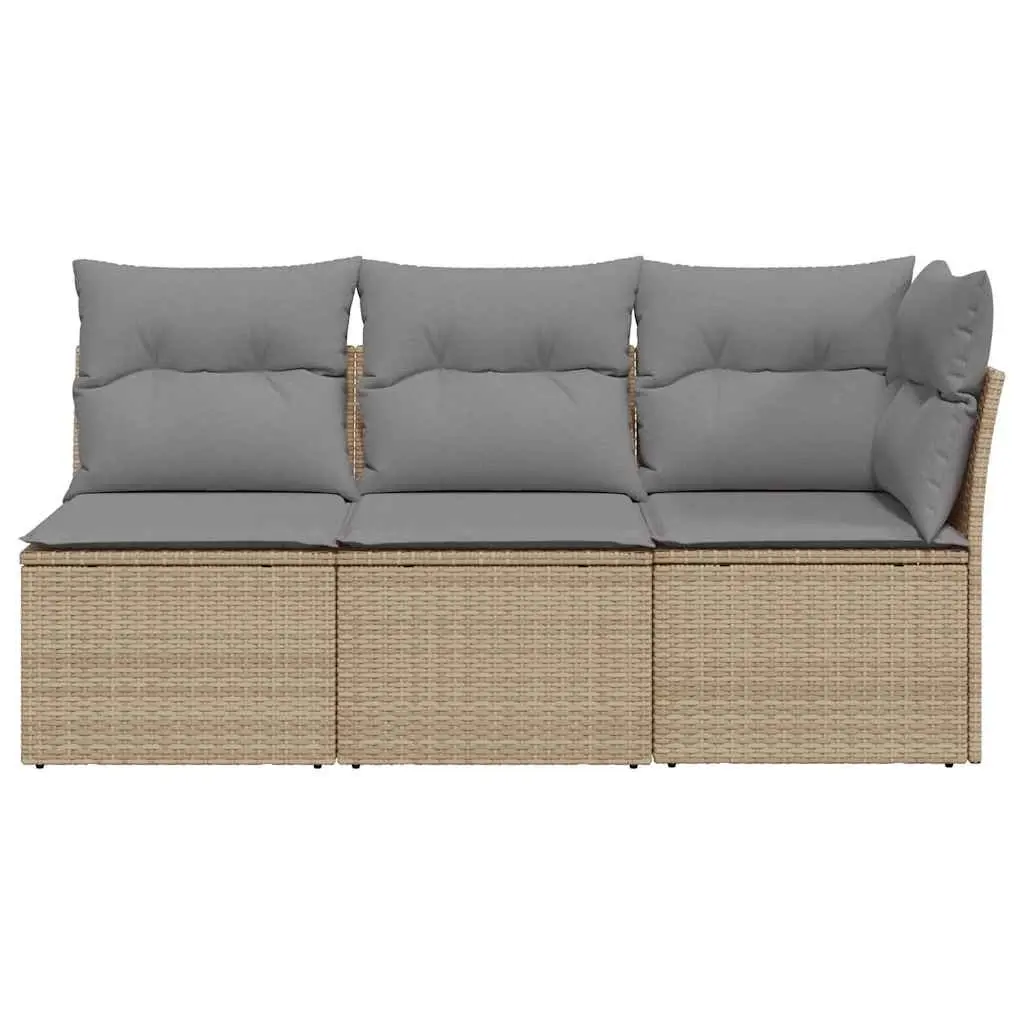 3-Seater Garden Sofa with Storage Cushions Outdoor Patio Furniture Beige