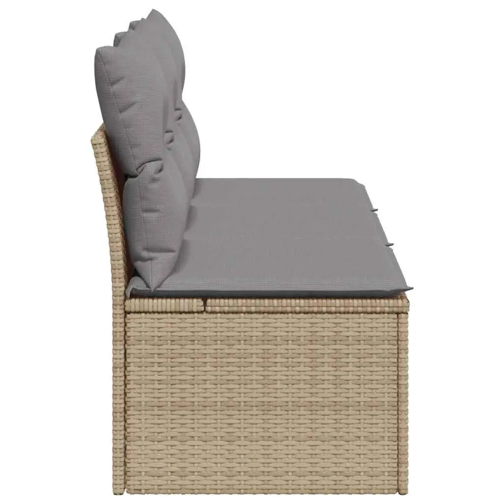 Outdoor Garden Sofa 3-Seater with Storage Cushions Beige Poly Rattan Lounge
