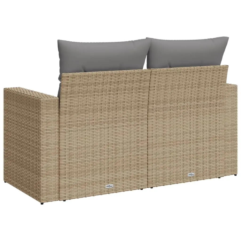 2-Seater Garden Sofa with Cushions Storage Beige Outdoor Furniture Set