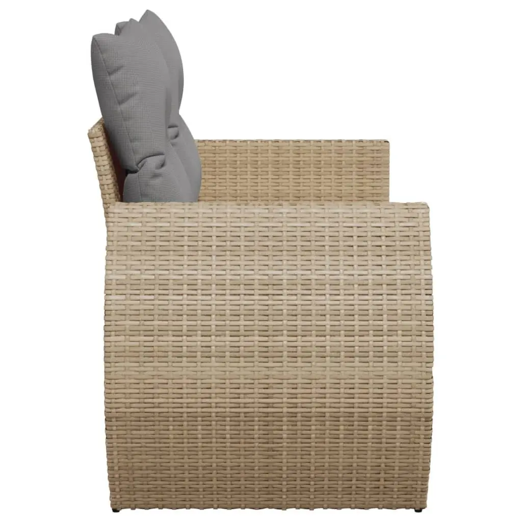 2-Seater Garden Sofa with Storage Cushions Outdoor Patio Seating Beige