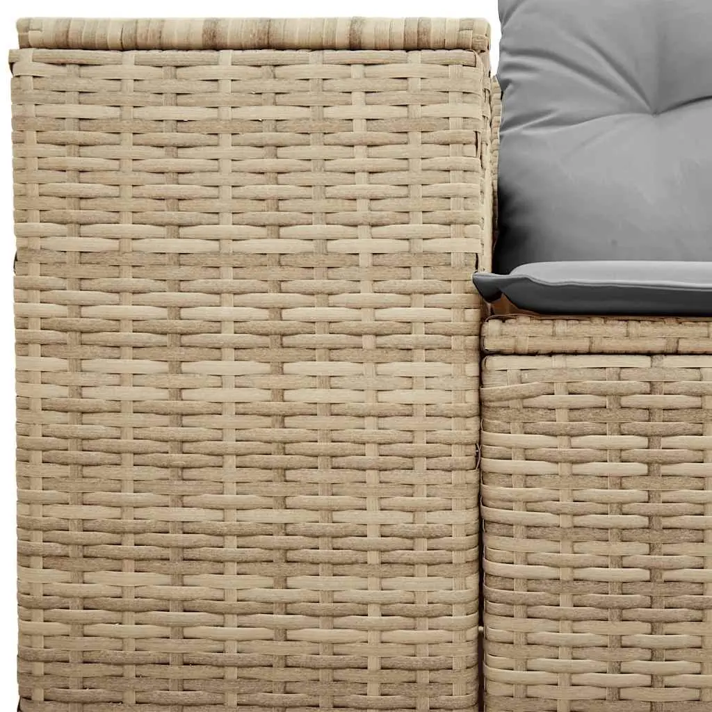 2-Seater Garden Sofa Outdoor Beige Poly Rattan with Storage and Cushions