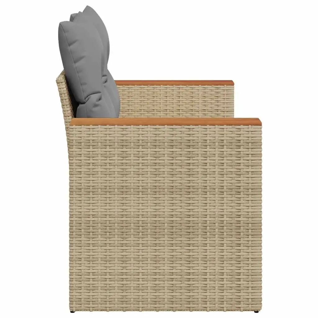 2-Seater Garden Sofa with Storage Beige PE Rattan Outdoor Patio Furniture