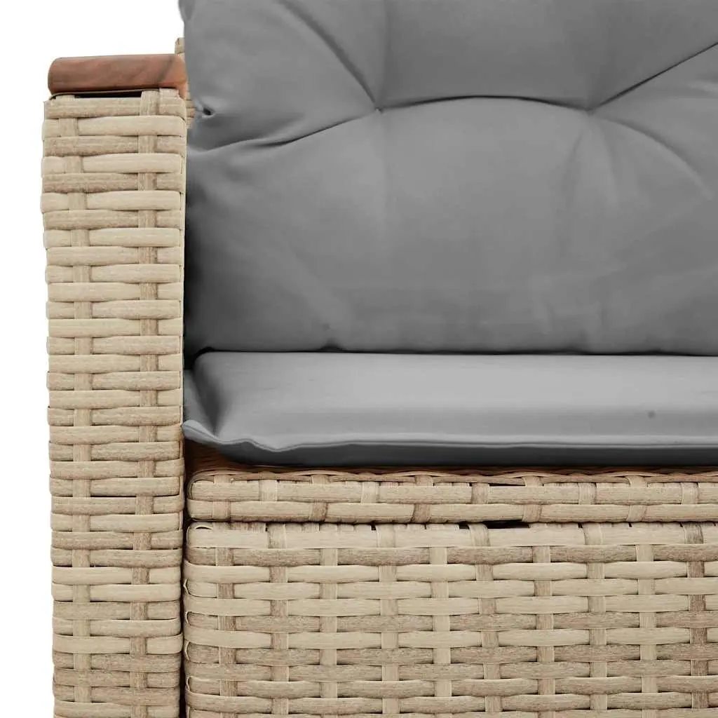 2-Seater Garden Sofa with Storage Beige PE Rattan Outdoor Patio Furniture