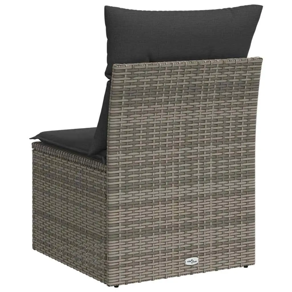 Modular Outdoor Garden Sofa Armless Grey Poly Rattan with Cushions