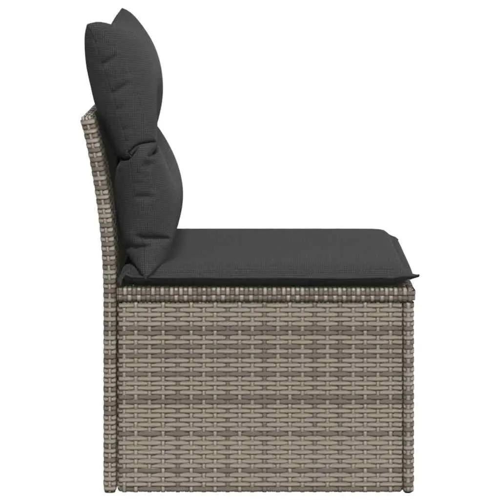 Modular Outdoor Garden Sofa Armless Grey Poly Rattan with Cushions