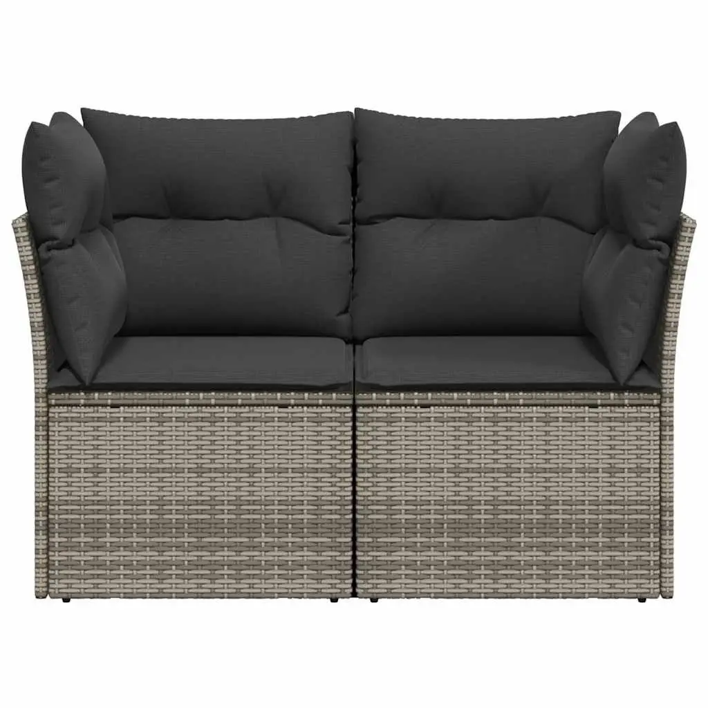Outdoor Sofa 2-Seater Garden Furniture Set with Cushions Grey Poly Rattan