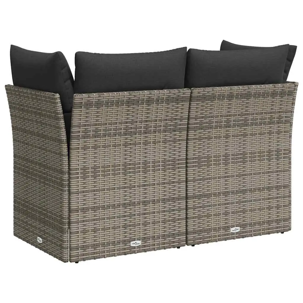 Outdoor Sofa 2-Seater Garden Furniture Set with Cushions Grey Poly Rattan