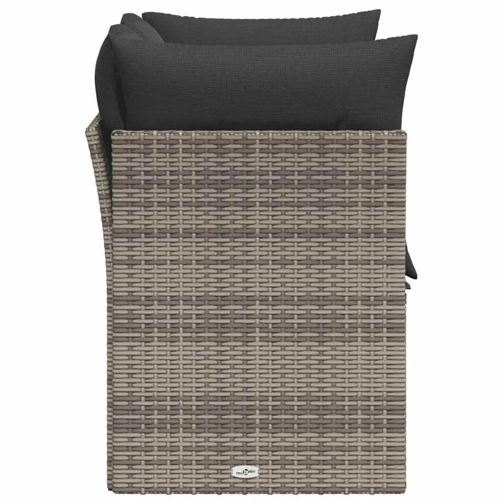 Outdoor Sofa 2-Seater Garden Furniture Set with Cushions Grey Poly Rattan